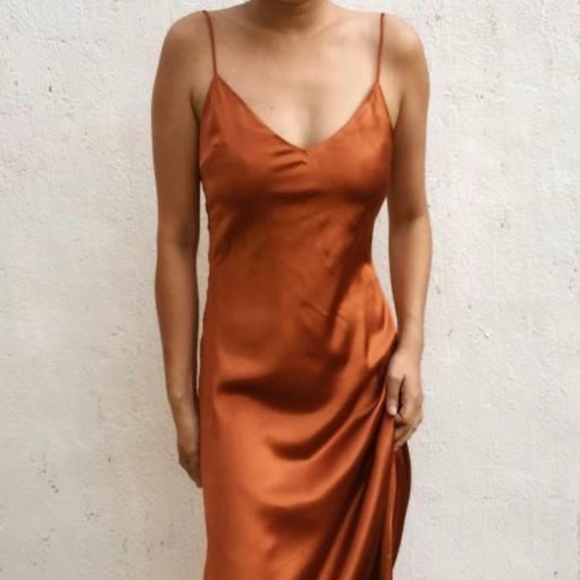 Satin Dress - Rust - Picture 1 of 5
